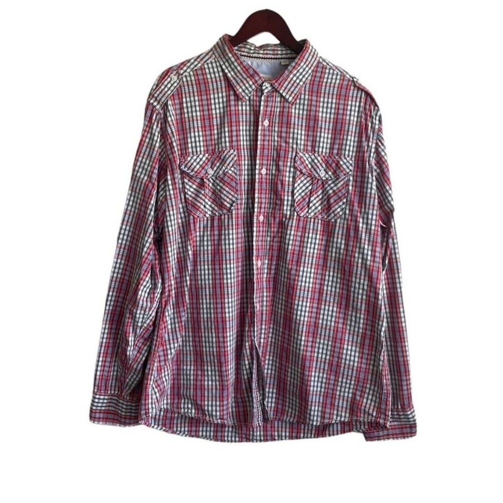 Paper‎ Denim & Cloth Mens Lumberjack Western Plaid Button Shirt 2XL Red Classic